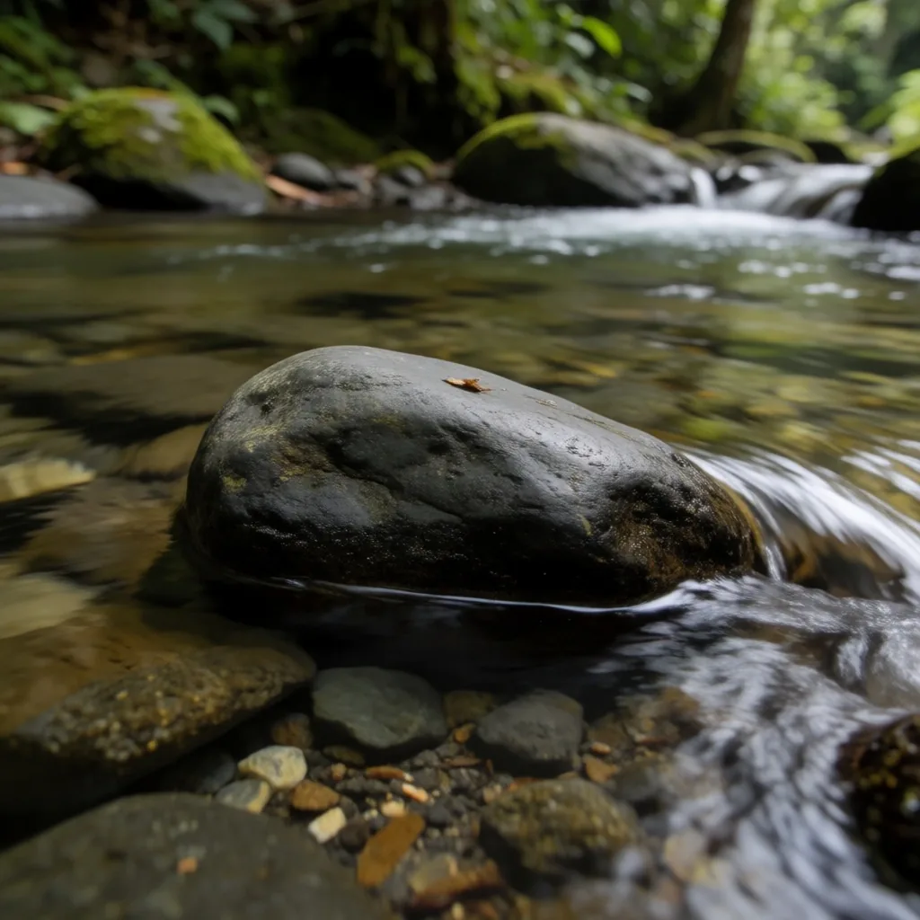 River stone in forest stream